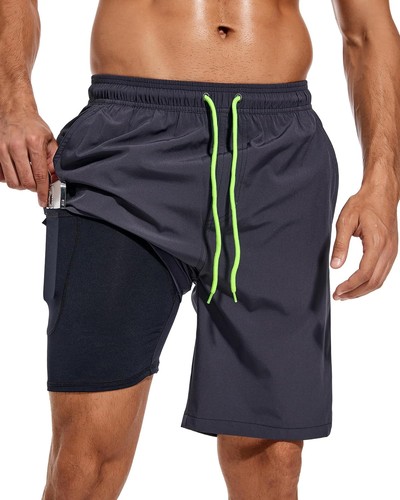 Bañador para hombre de secado rápido traje de baño pantalones cortos con forro bolsillo con cremallera - Imagen 10 de 117
