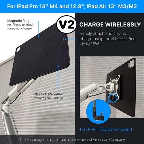 MagFlott VESA Mount V2 (13"/12.9") Wireless Charge for iPad Pro 13" M4, 12.9"... - Picture 5 of 8