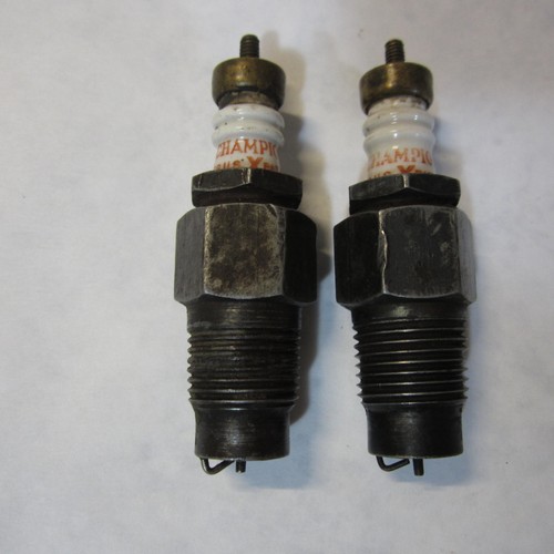 Two Vintage Champion X Spark Plugs Reg US Pat Off Brass Top