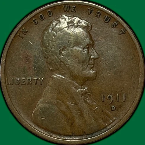 1911-D Lincoln Wheat Cent Very Fine VF Coin #34567