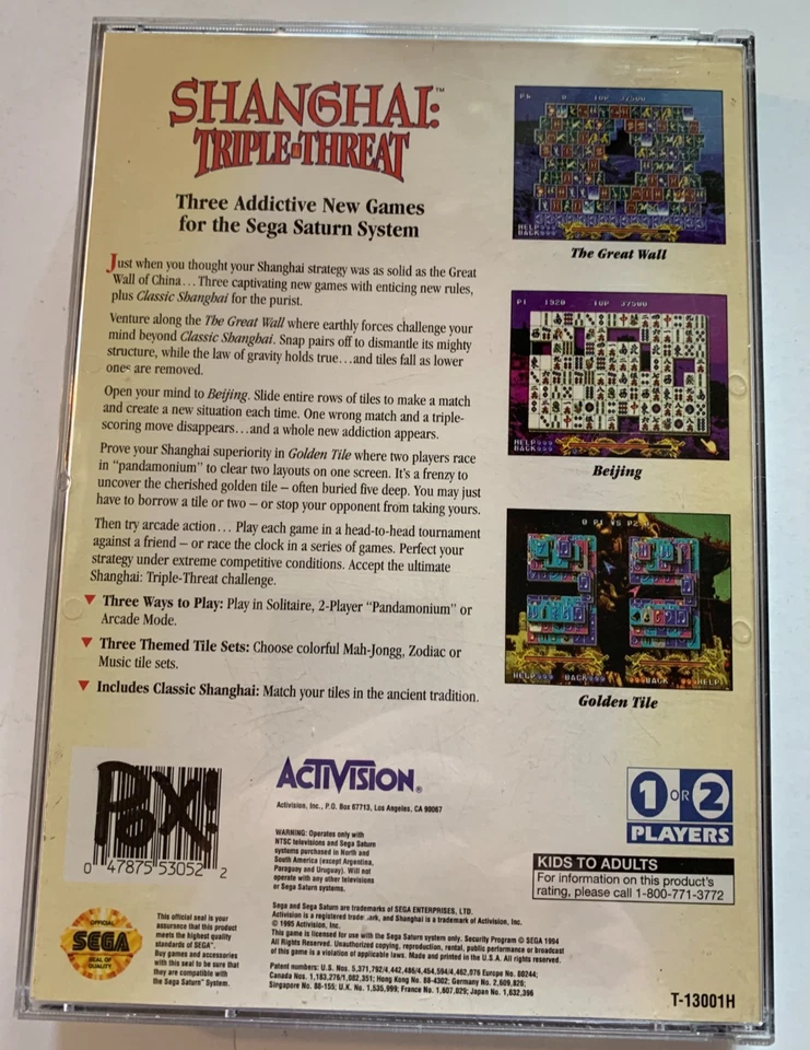 Sega Saturn - Shanghai Triple Threat - 1995 - CIB - With Manual and Reg Card - Image 3 of 4