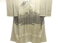 7536410: JAPANESE KIMONO / ANTIQUE MENS JUBAN / SILK / MT. FUJI  DAIMYOS PROCES