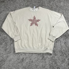 Vintage Sweatshirt Womans Large Snowflake Christmas Y2K Grandmacore Cottagecore
