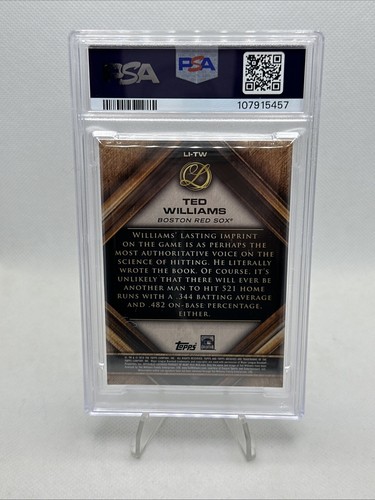 2016 Topps Legacies #LITW Ted Williams /50 (Purple Lasting Imprints) (PSA 9) - Picture 2 of 2