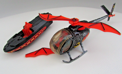 Vintage Corgi Batmans Batcopter & Glastron Bat Boat Speedboat