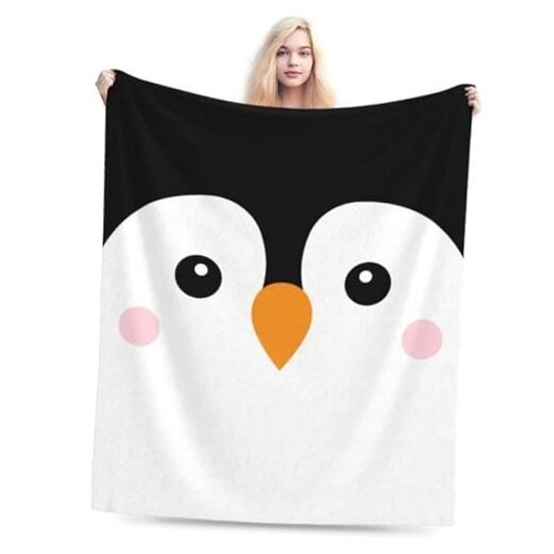 Cute Fun Penguin Blanket Soft Comfy Flannel Throw Blankets Lightweight Warm - Picture 1 of 8