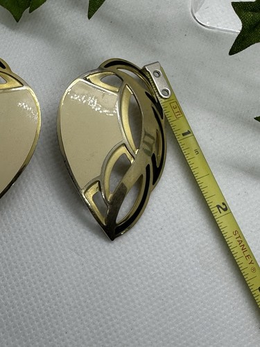 Vintage Berebi Cream Enamel Gold Tone Earrings 2” - Picture 4 of 6