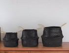 New ListingSet Of Three 10" Black Wicker Storage Baskets