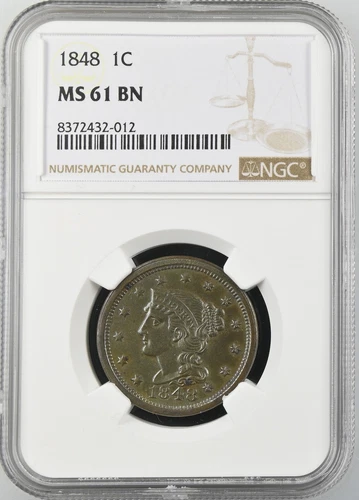 1848 Braided Hair Half Cent NGC MS-61 BN