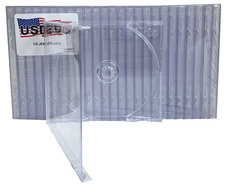 USDISC CD Jewel Cases Standard 10.4mm, Single Disc, Clear, Pack of 100