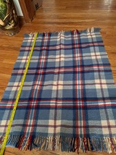 Vintage Curvon jumbo Crown 100 Wool Blanket Throw Tartan Plaid 46" x 34"