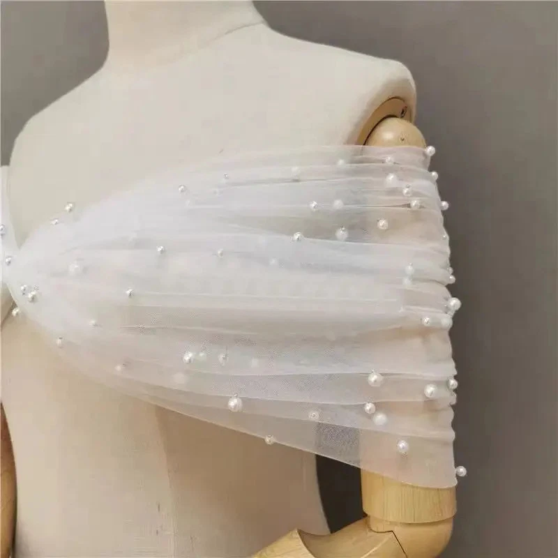OFF WHITE Abito da sposa donna in rete monospalla scialle perla scialle da sposa festa