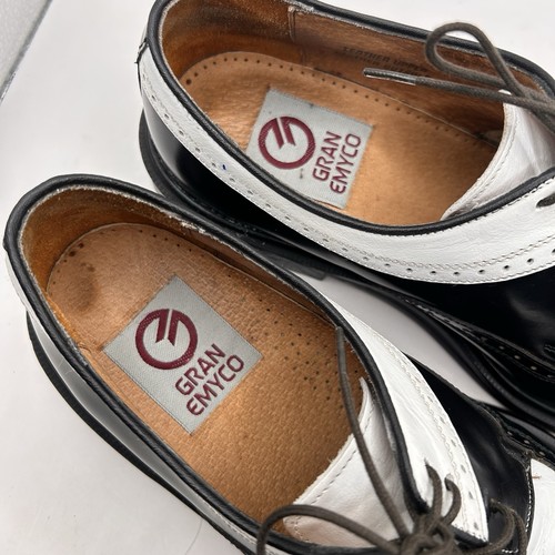 VTG Gran Emyco Wingtip Brogue Two Tone Leather Spectator Formal White Black 9 M - Picture 10 of 13