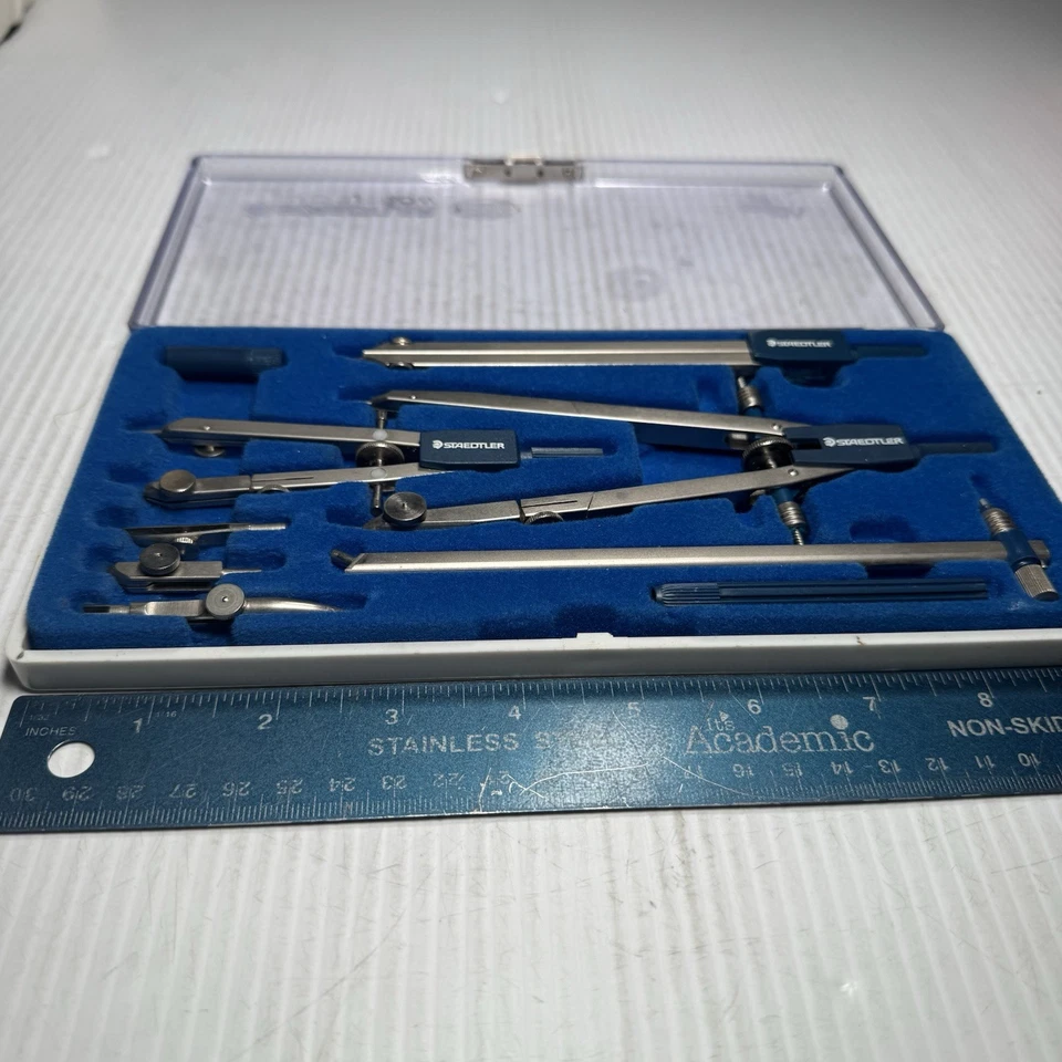 COMPLETE 9 Piece Vintage Staedtler MARS SUPERBOW Compass Set - - Image 2 of 2