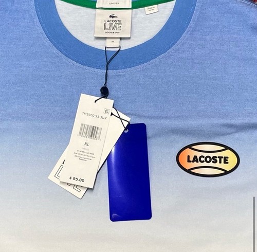 Lacoste Live Ombré Blau Weiß Grün Performance Shirt Baumwolle Neu XL Jersey Neu - Bild 6 von 6