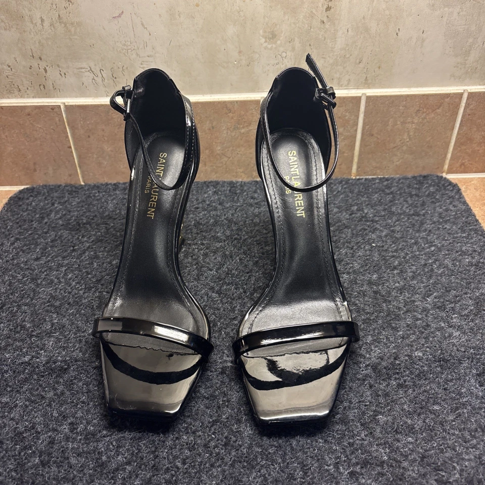 YSL Heels Saint Laurent Opyum Heels Black Patent Leather Size 38 EU 8 US - Image 2 of 4