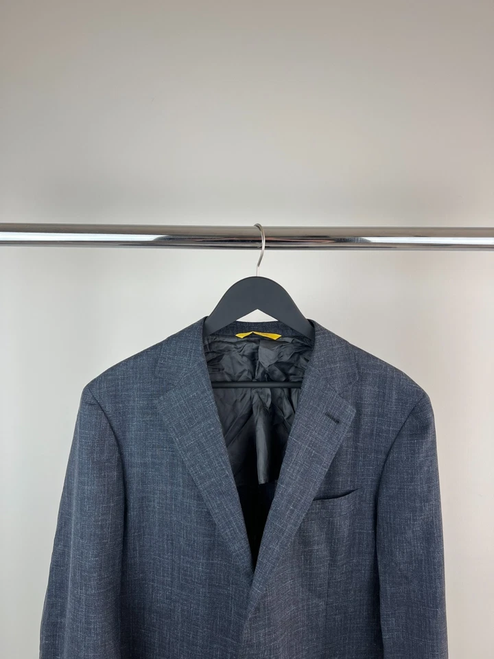 Canali 1934 Blue Basket Weave Wool/Silk/Linen Kei Travel Blazer EU 54R US 44R - Image 2 of 4