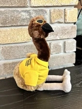 Liberty Mutual Limu Emu Plush Animal 15" Tall Yellow Shirt Sunglasses Ostrich