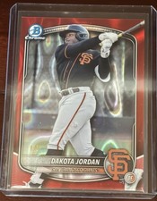 2025 Bowman Draft Chrome  Dakota Jordan Bowman Red Lava Refractor 1/5 SF Giants.