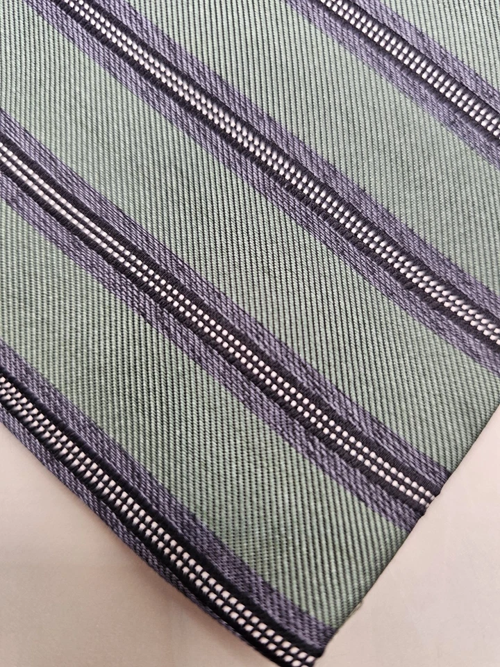 John Bartlett Statements 男式 100% 真丝传统领带 Repp 条纹 — 第 2/4 张图片