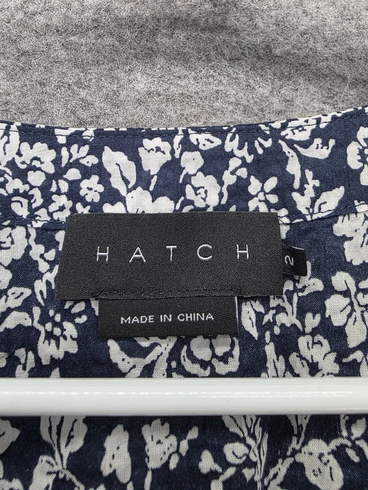 Hatch Dress Womens 2 Blue White Floral Cotton Lined Tiered 3/4 Sleeve Boho Flowy - Image 2 of 4