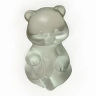 Vintage Fenton Art Glass Sitting Bear Figurine Frosted Clear Satin Paperweight