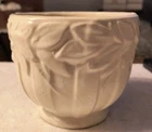 1930s Matte White McCoy Pottery Sand Butterfly Jardiniere 4 1/2" Tall