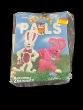 2 Dudley’s Easter Pals Inflatable Bunnies New In Package 1992 Stands 12-14in