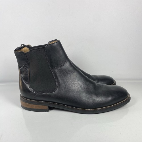 Marks & Spencer Mens Chelsea Boots UK 9 Black Leather Dainite Sole Stacked Heel* - Picture 4 of 12