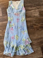 vintage 90s cottagecore romantic boho Blue floral babydoll fairy Dress V 9/10