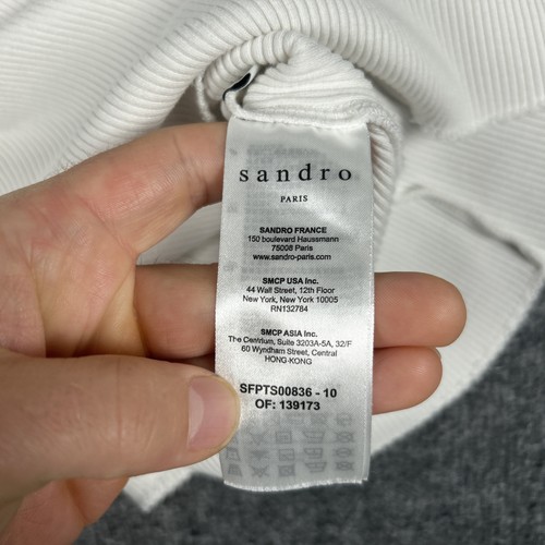 Sandro Paris Tank Top Womens S 1 White Ribbed Flower Button Detail Sleeveless - Picture 7 of 11