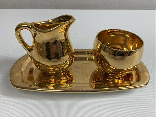 RGK / TK Thun Czech Gold 25-teiliges Teeservice - Tassen, Untertassen, Milchkännchen, Zucker, Tablett - Bild 11 von 14