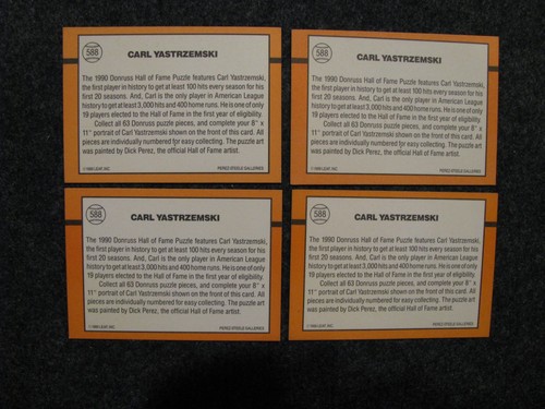 (4) Carl Yastrzemski 1989 Donruss #588 Hall of Fame Diamond King, 1990 Topps #22 - Picture 2 of 4