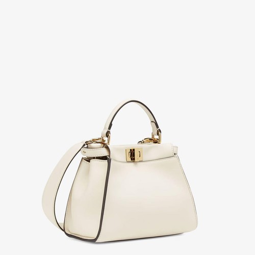 FENDI White Leather Peekaboo Mini Bag Strap Made in Italy w/ Box and Papers - Picture 13 of 15