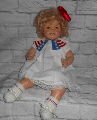 22" SHIRLEY TEMPLE BABY composition & cloth IDEAL DOLL htf Larger size marked - Imagen 6 de 22