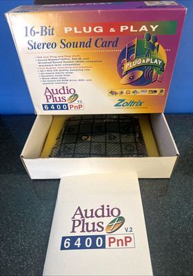 Zoltrix Audio Plus 6400 PnP 16-Bit ISA Sound Card Open Box w/ Manual Vintage PC