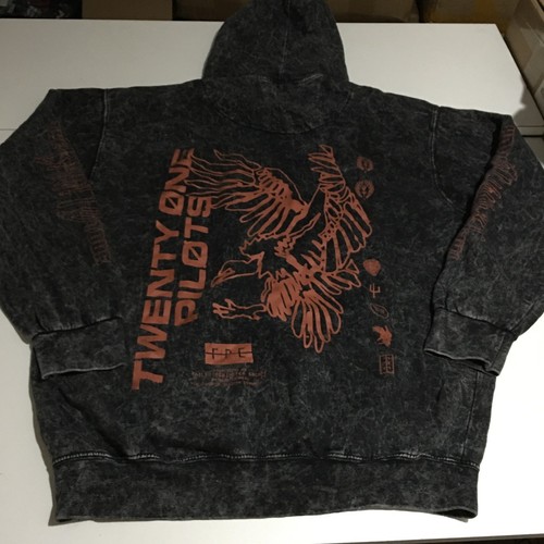 Twenty One Pilots Herren Hoodie Medium grau Acid Wash Bandito Tour offizieller Merch