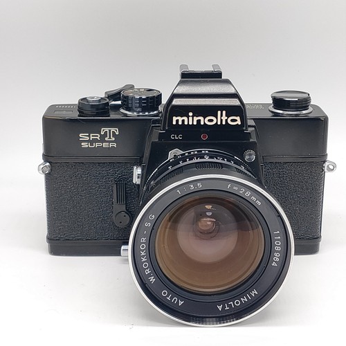 MINOLTA SRT superschwarze analoge Spiegelreflexkamera 35 mm mit Rokkor SG 28 mm f3,5 aus Japan - Bild 2 von 12