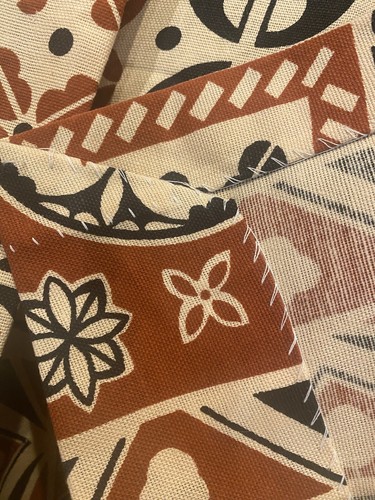 MCM 70s BEDDING/ DECOR SEARS" Perma Prest" Rust/Cream F/Q SPREAD/ 2 CURTAINS - Picture 16 of 20