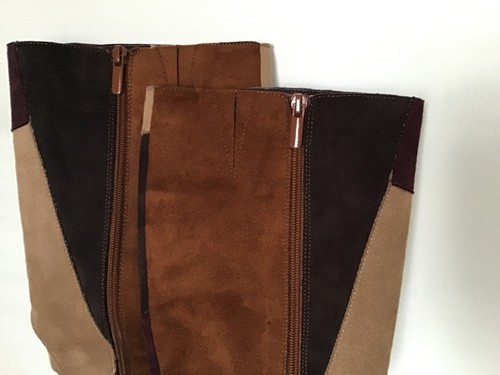 Impo ~ Onnie Size 7.5 M Faux Suede Knee High Side Zip Heel Boot Colorblock Brown - Picture 6 of 8