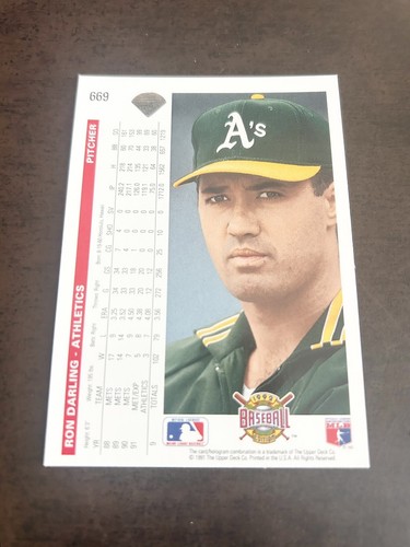 ⚾️1992 Upper Deck Ron Darling Oakland Athletics #669 C119 - Picture 10 of 12