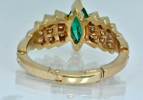.89 ctw Marquise Emerald and Diamond Halo Statement Ring 14k Yellow Gold Lot 5 - Picture 6 of 9
