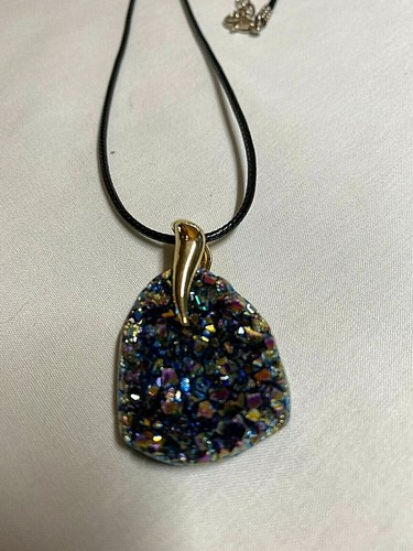 Collar Colgante Titanio Arco Iris Aura Cuarzo Cristal Druso Piedras Preciosas Espécimen002 - Imagen 4 de 8