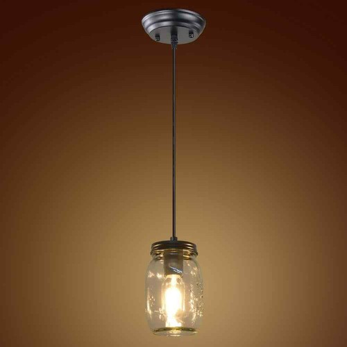 GoYeel 1-Light Black Farmhouse Mason Jar Kitchen Island Pendant Light PL001BK - Picture 5 of 8