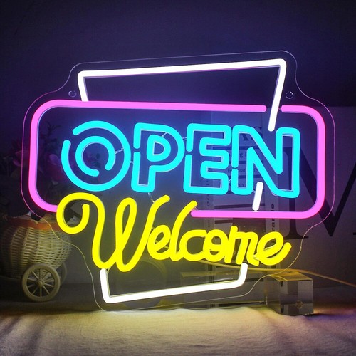 Open Welcome Neon Schild Open Neon Sign Bunte Offene Leuchtreklamen Buchstabe - Bild 2 von 19