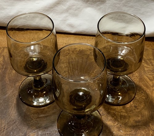 Vintage Libbey Tawny Smokey Brown Weingläser 3er Set MCM 5" - Bild 3 von 12