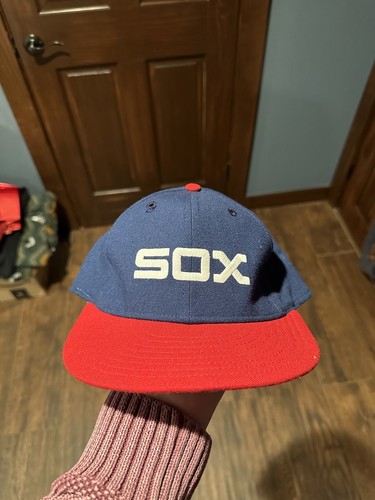 Vintage Chicago White Sox New Era Passform Mütze Kappe Größe 7 3/8 1980er MLB Leder