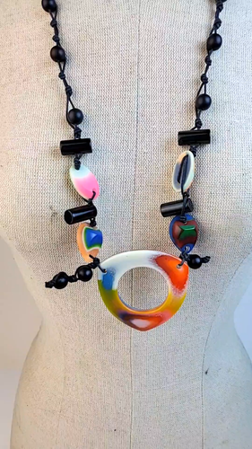 Sobral Retired Tropicalia Lila Island Hue Beads Artist Made Necklace - Video 1 of 1