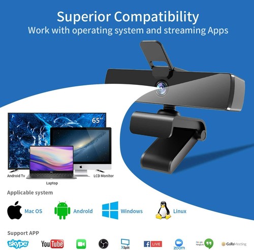 Webcam with Microphone and Privacy Cover, [Upgraded] QTNIUE FHD Webcam 1080p - Picture 4 of 8