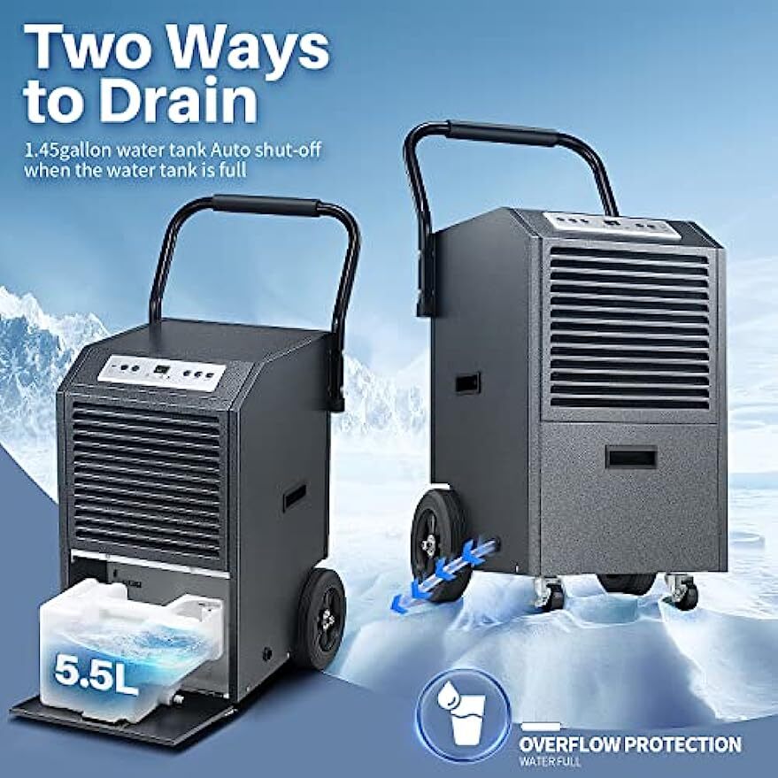 4500 Sq. Ft, 110 Pints Commercial Dehumidifier with Drain hose and